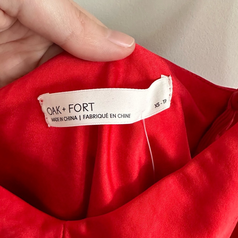 NWT Oak & Fort Red Satin Bias Cut Midi Dress XS - Picture 11 of 16